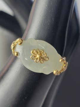 14K Yellow Gold Designer Jade Ring