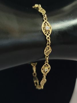14K Yellow Gold and Diamond Bracelet 7.5"