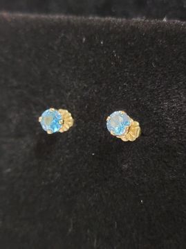 14K Yellow Gold and Topaz Stud Earrings
