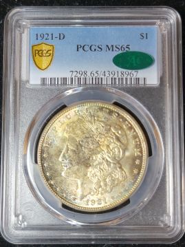 1921 D $1 PCGS MS65  CAC Toned 43918967