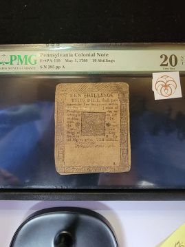 Ben Franklin Colonial Note FR#PA-110 10 Shillings VF20 Net