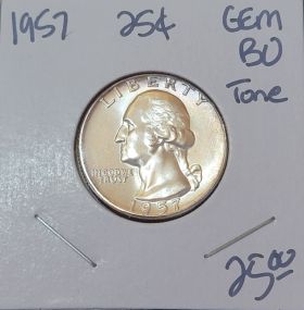 1957 25C Toned Uncirculated