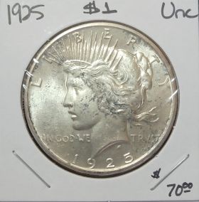 1925 $1 Peace Dollar Uncirculated #002