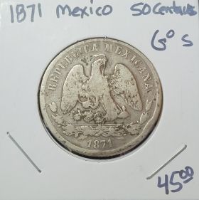 1871 Mexico 50 Centavos