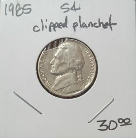1985 5C Nickel Clipped Planchet #001