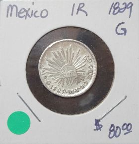1829 Mexico Coin 1 Real 1R