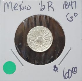 1847 Mexico Coin Half Real 1/2R