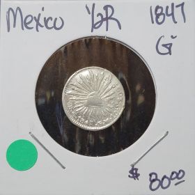 1847 Mexico Coin Half Real 1/2R #002