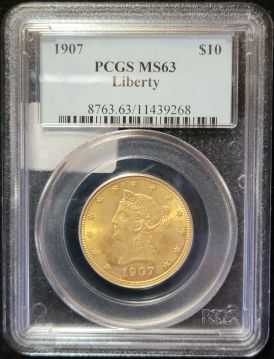1907 $10 Gold Liberty Head PCGS MS63