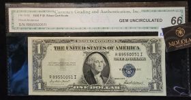 $1 1935F "Full House" Silver Certificate Fr#1615 FRN CGA Gem Uncirculated