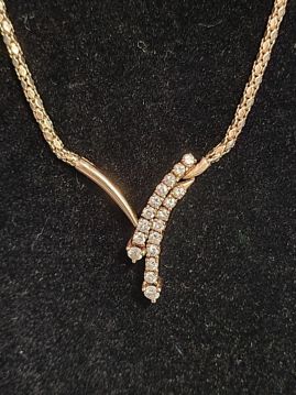 Diamond Double Stand Modern 14k Gold Necklace  #100