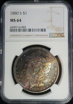 1880 S $1 NGC MS64 TONED  6495714-003  Morgan Dollar