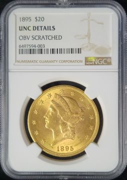 1895  $20 NGC Unc Details  6497594-003  Liberty Head Gold Coin