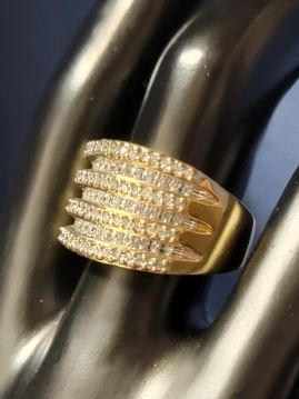 Diamond Encrusted Statement Ring Mens Womens Set in 10k Gold Size 9  6.81 grams
