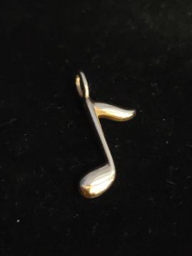 14k Gold Music Note Charm Pendant for Necklace Eighth Note  #064