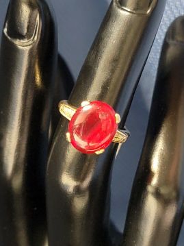 Smooth Garnet Solitaire 14k Gold Ring Size 4.5  #052