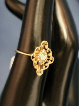 Vintage High Set 14k Gold Filigree and Diamond Ring Size 6.5  #035 