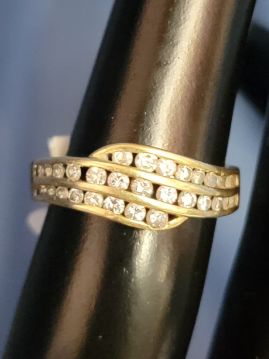 Diamond Rows Mens Womens 14k Gold Ring Size 6.25  #034
