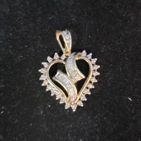 Diamonds and 10k Gold Heart Pendant #023