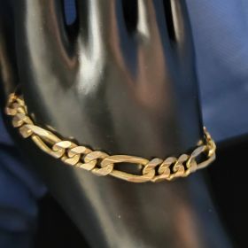 10k Gold Figaro Chain 8" Bracelet #026