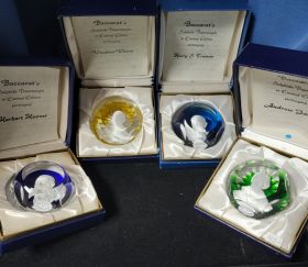 Four Baccarat Presidential Paperweights in Boxes
