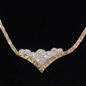 14k Gold Choker 14" Necklace with Diamonds