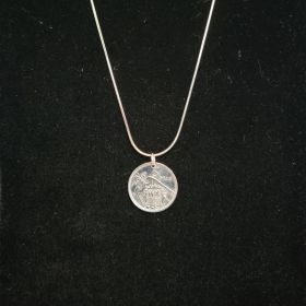 Spanish 5 Petas Coin Necklace with 18" Sterling Silver Chain