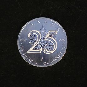 2013 Silver Canada Maple Leaf 5 Dollars Coin 25th Anniversary Elizabeth II