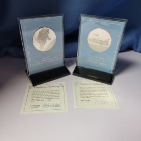 2 Solid Sterling Silver Space Medals