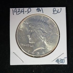 1934-D $1 Peace Silver Dollar BU