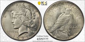1935 S $1 PCGS AU55 Silver Peace Dollar  45992011