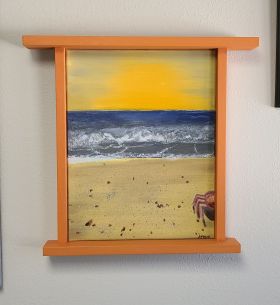 Crabby day at the Beach, Oil on Canvass 