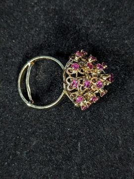 WAIT FOR REPAIR Ring Size 6.75 Ruby and Gold 18k Heart Tree