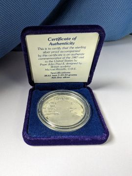 Sterling Silver Commemorative Proof Pope John Paul II Papal Visit 1987 Round Medal