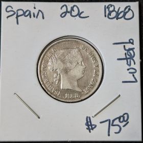 1868 20C Spain Silver Coin Luster