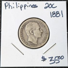 1881 20C Silver Coin Philippines