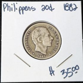 1882 20C Silver Coin Philippines