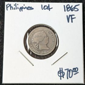 1865 10C VF Silver Coin Philippines
