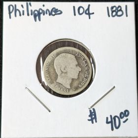1881 10C Silver Coin Philippines