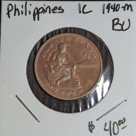 1940-M 1c US Philippines One Centavo Peso Filipinas BU