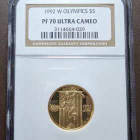 1992 $5 Gold Coin W Olympics NGC PF70 Ultra Cameo