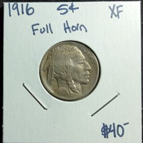 1916 5C XF Buffalo Nickel Full Horn