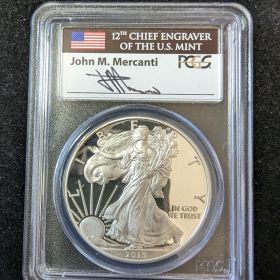 2015-W PCGS PR70DCAM Silver Eagle $1 Signed John M Mercanti First Day Washington DC