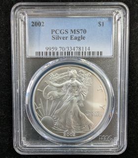 2002 Silver Eagle Dollar $1 PCGS MS70