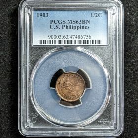 1903 Half Centavo PCGS MS63BN US Philippines 1/2c 90003.63 47486756