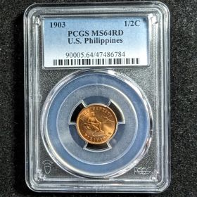 1903 Half Centavo PCGS MS64RD US Philippines 1/2c 90005.64 47486784