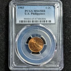 1903 Half Centavo PCGS MS65RB US Philippines 1/2c 90004.65 47486886