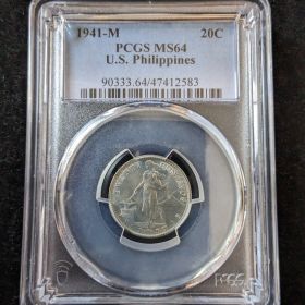 1941-M 20 Centavo PCGS MS64 U.S. Philippines 20c Silver Coin 90333.64 47412583