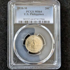 1938-M 20 Centavo PCGS MS64 U.S. Philippines 20c Silver Coin 90332.64 47412566