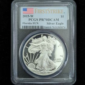 2015-W Proof Silver Eagle Dollar Coin $1 PCGS PR70DCAM First Strike Florida FUN 31505074 1oz Fine Silver